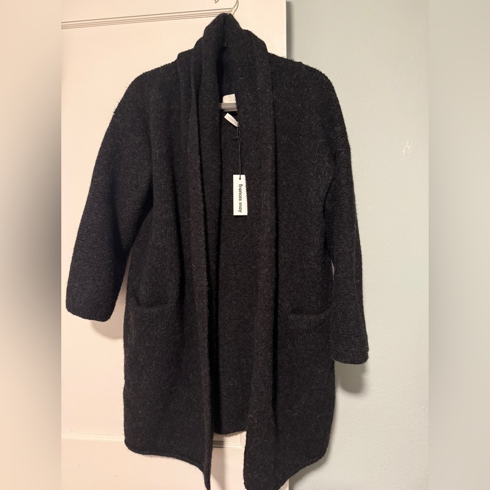 New Lauren Manoogian Black Cardigan Alpaca Sweater $570
